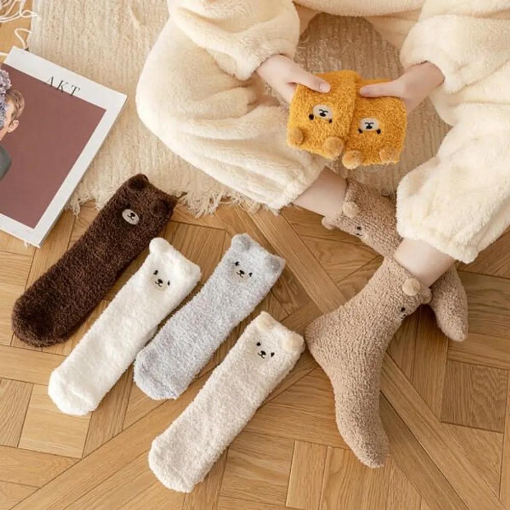 Godshop Teddy Bear Sleep Socks Bear Character Wool Microfiber light brown