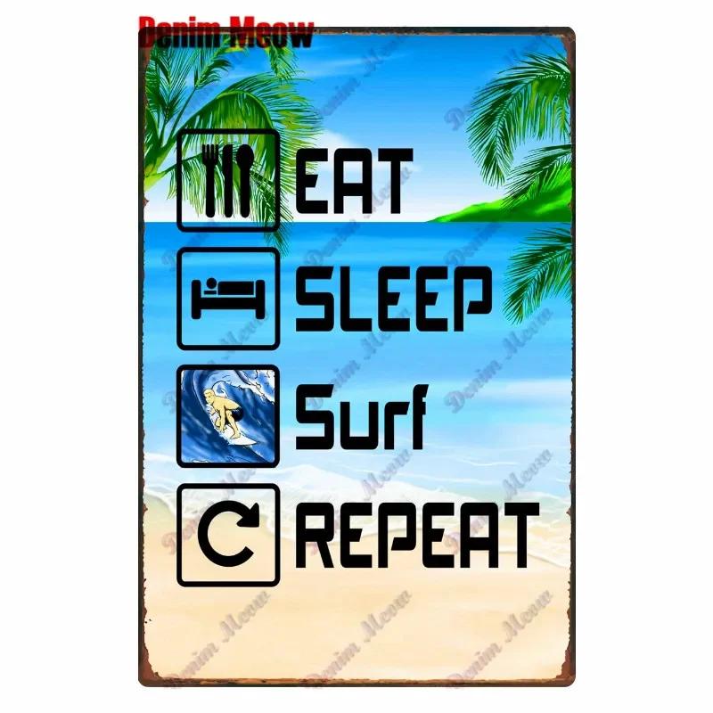 Beach Metal Tin Sign, Vintage Summer Beach Plates, Relax Wall Sign, Pool Tiki Bar Pub Seaside Ocean, Happy Place, Decor WY161