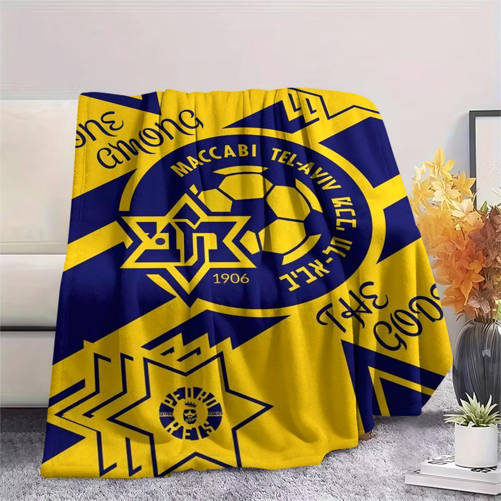 1 Stück Maccabi Tel Aviv FC Aufdruck Flanelldecke Hohe Qualität Warm Bequem Decke für Alle Jahreszeiten Perfekt für Geschenke Heimdekoration