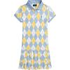 Polo Polo Dress Ss24 Diamond Pattern Polo Collar Short Sleeve Kids Dresses Blue CWPODRSG3D20823-400