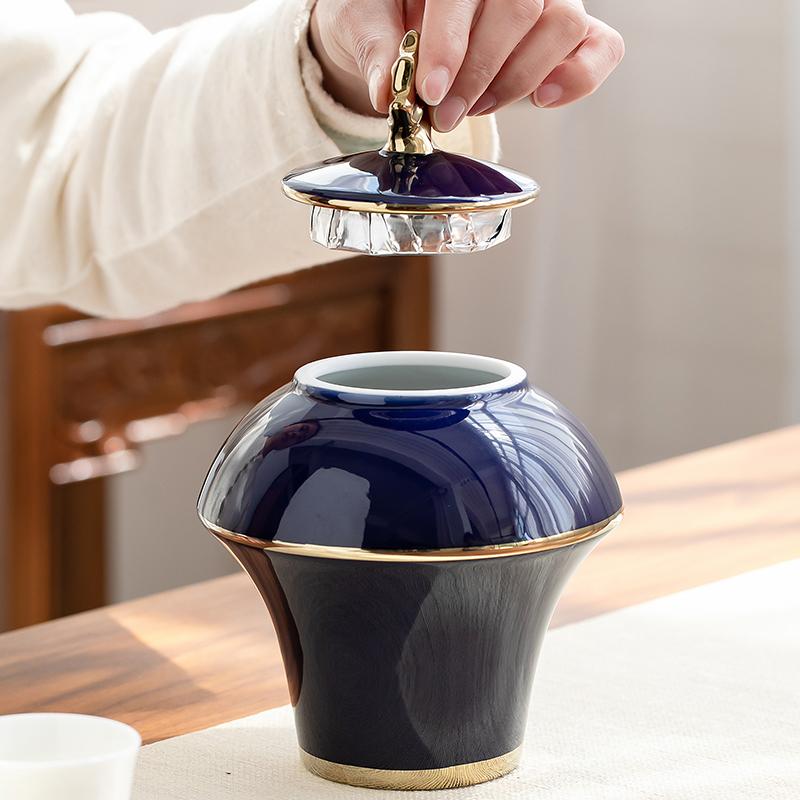 Ceramic Tea Caddy Household Sealable Tea Caddy Kitchen Condiment Storage Jar Dried Fruit Candy Storage Jar Home Decoration