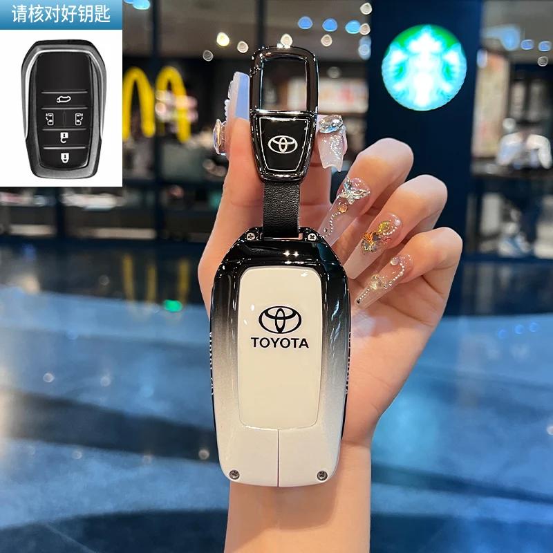 Toyota Car Key Case Cover Shell Fob for CHR Hilux Fortuner Land Cruiser 200 Camry Corolla Crown RAV4 Highland Key Chain Accessor