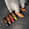 Retro Buckle Strap Pointed Toe Soft Soled Soft Cowhide Women's Genuine Leather Flats Shoes