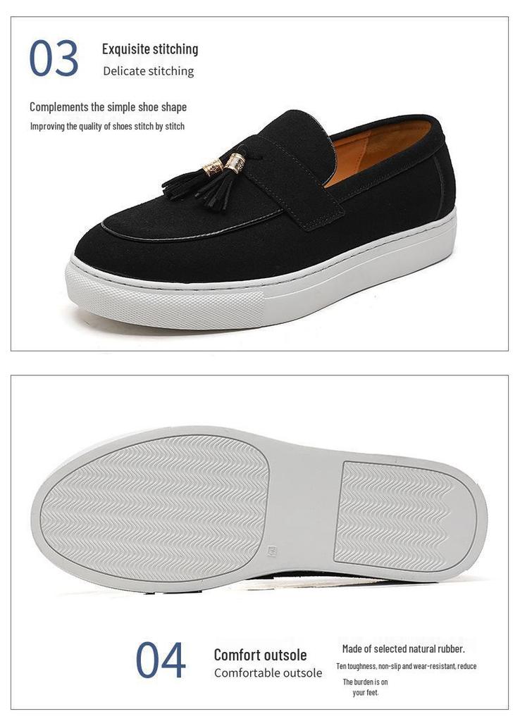 Men's British Style Leather Slip-On Loafers, Size 47 - Versatile Casual Sports Shoes