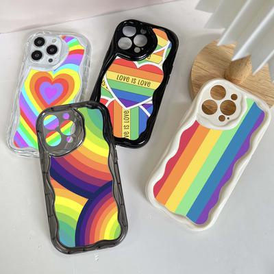 Ae93 Rainbow Art Design Protective Phone Cases for Apple iPhone 16 15 14 13 Pro Max 11 12 Mini XR 7 8 6s Plus XS Max SE Wave TPU Back Cover
