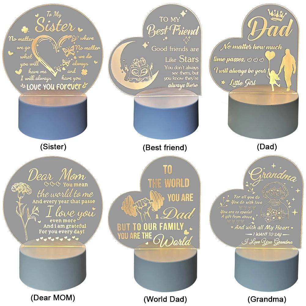 Acryl Nachtlicht Inspirierendes LED-Licht Muttertagsgeschenke für Mama Personalisierte Geschenke für Schwester Beste Freundin Geburtstagsgeschenke