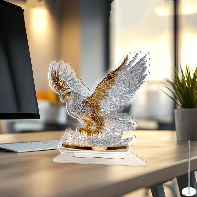 Fladdrande Örn 2D Akrylprydnad - Modern Djurvas Figurin För Heminredning, Unik Jul- & Halloweenpresentidé