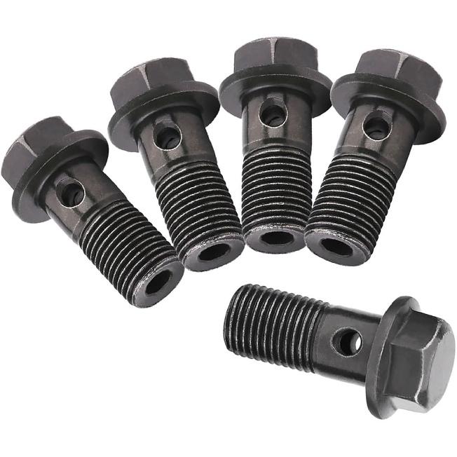 M10×1mm Motorcycle Banjo Bolts Studs with Washers 5Pcs Motorbike Brake Bolts Caliper Studs for Brake Master Cylinder Motorcycle Brake Hardware