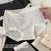 Plus Size Lady Spring Lace Pure Cotton 10A Antibacterial Extended Crotch Waist Triangle Briefs