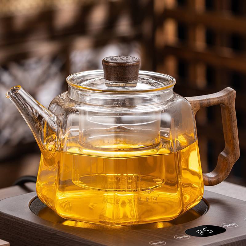 High Temperature Resistant Glass Teapot Filter Boiling Wooden Handle Electric Ceramic Stove Special Kung Fu Teaware Set