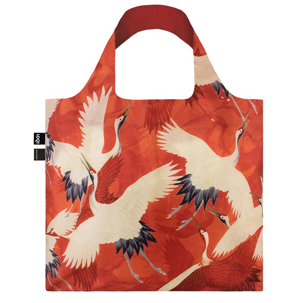 LOQI Eco Bag with White and Red Cranes WH.CR.R Women's