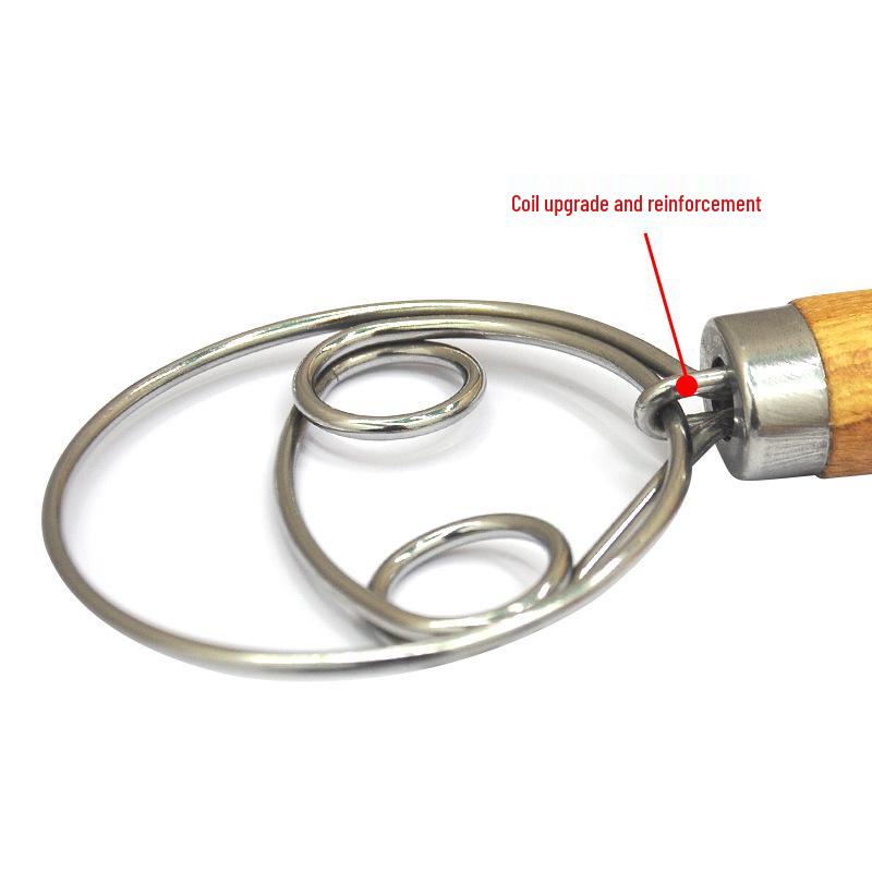 Stainless Steel & Wood Dough Whisk Mixer for Kneading