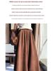 Elegant High-Waisted Wool Skirt Pants - Women's Wide-Leg, Solid Color, Knitted Trousers for Autumn & Winter