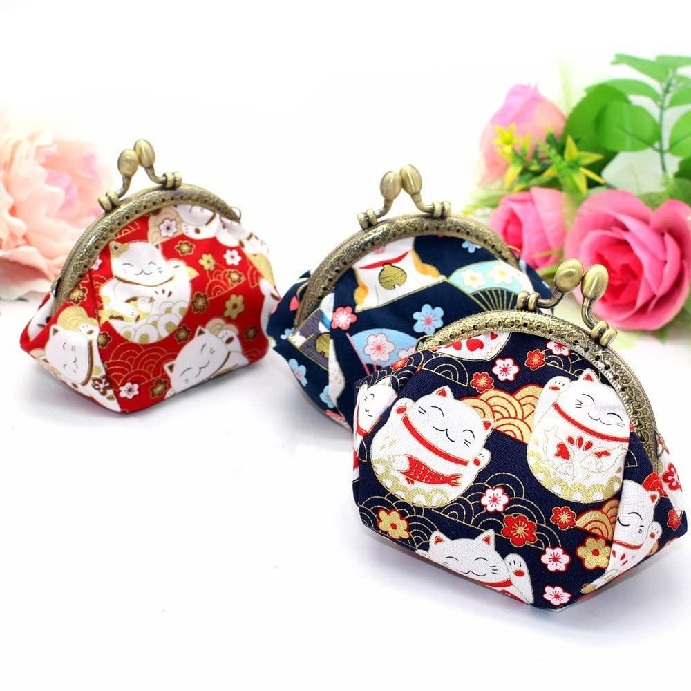 Moeruruya Coin Round Cute Bag Wallet, Purse, Shape, Women's Bag, Small, Handmade, Japanese-Style (Blue)