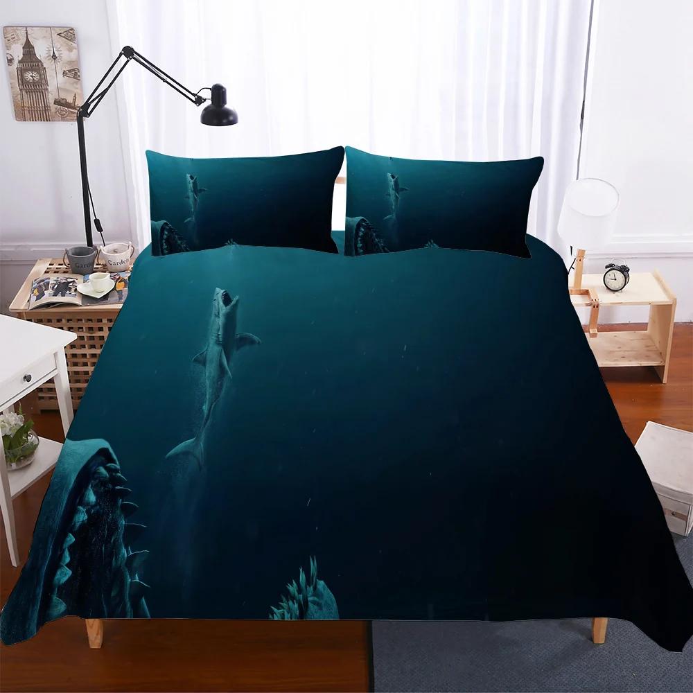 Quilt Cover Set Dropshipping Black Retro Bedding Sets Thick 2/3piece/set Shark Bedclothes Luxury King Size Comforter Set Hot