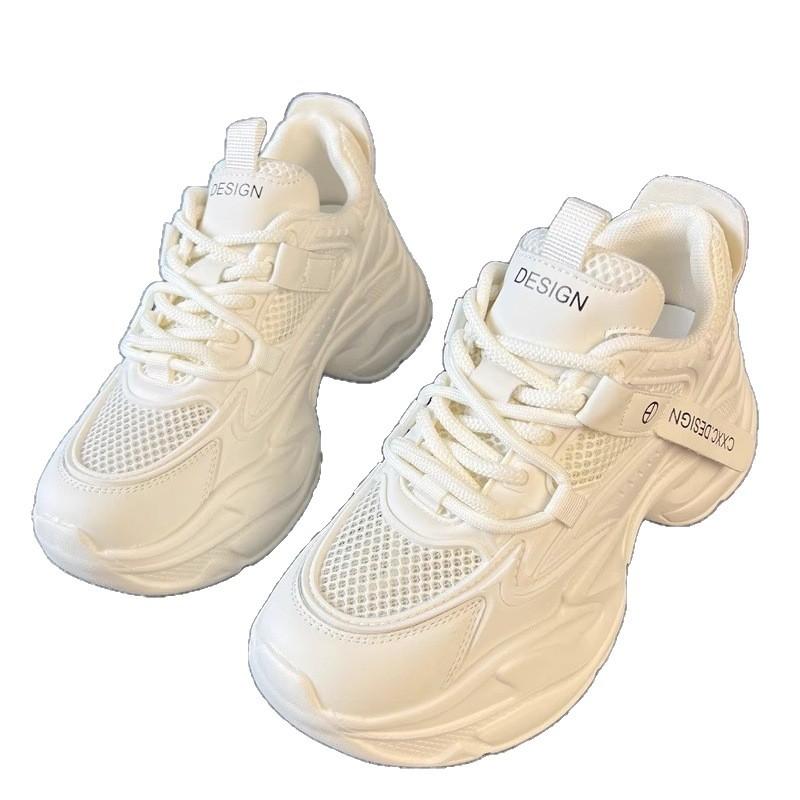 Mesh breathable inner heightening versatile dad shoes spring 2025 new small thick-soled fried street women's shoes Internet celebrity explosion