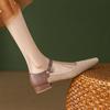 New Spring Women Shoes Genuine Leather Shoes For Women Square Toe Chunky Heel Shoes Solid Shoes Shallow Flats Mary Janes