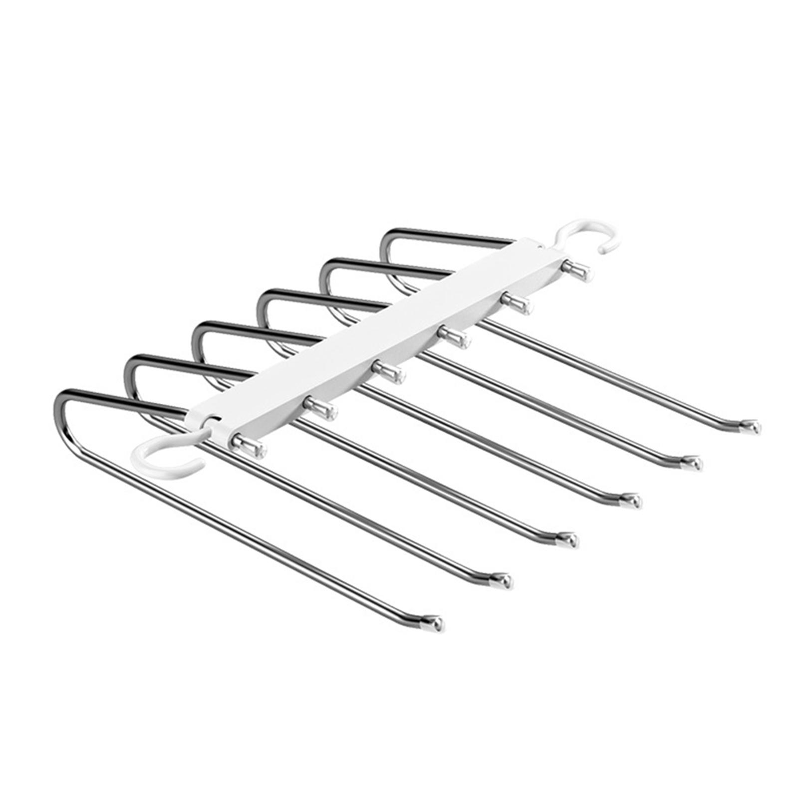 

Многофункциональные вешалки для брюк из нержавеющей стали, 6-слойная вешалка для одежды, органайзер для шкафа, нескользящие вешалки для джинсов, шарфов, галстуков белый