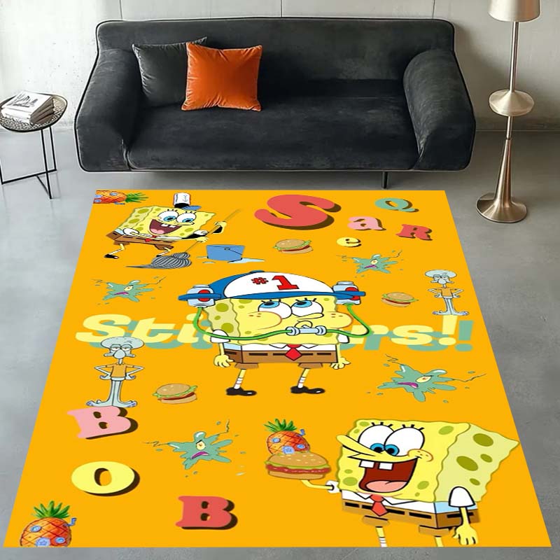 3D S-SpongeBob Patrick Star Cartoon Carpet Rug for Playroom Bedroom Living Room Sofa Home Decor,kids Area Rug Non-slip Floor Mat