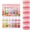 6Pcs Fresh Fruit Roll-On Lip Balm Moisturizing Clear Transparent Lip Oil Long Lasting Hydrating Lip Gloss Woman Makeup Cosmetics