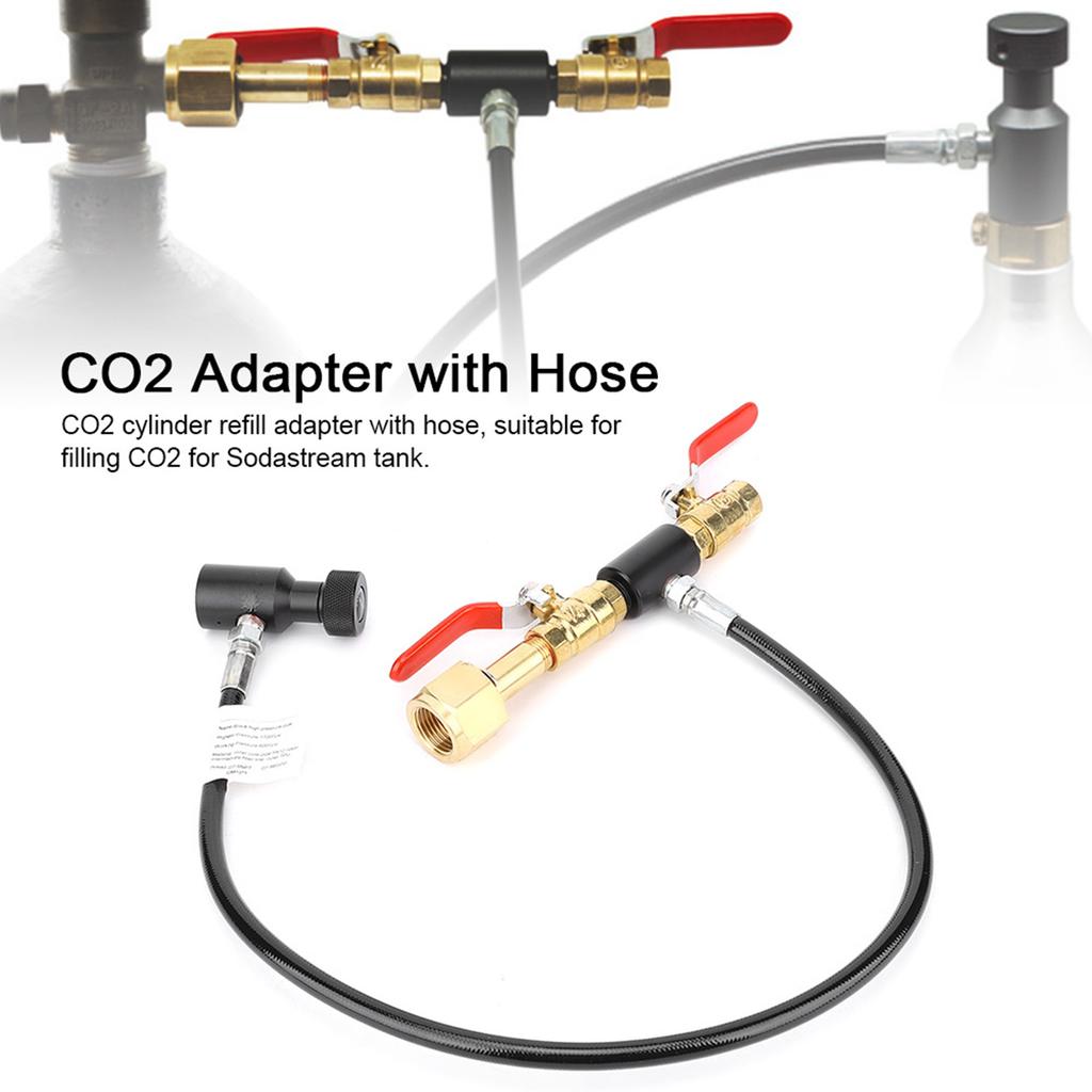 CO2 Cylinder Refill Adapter with Hose for Sodastream Filling G1/2 24in Hose with Valve