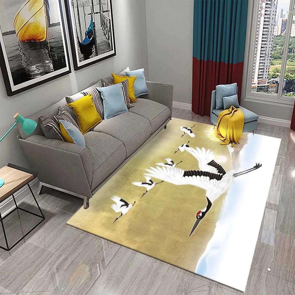 Lovely Red-Crowned Crane Carpet for Kitchen Bathroom Door Entrance Non-Skid Area Rug Living Dining Room Bedroom Decor Floor Rugs