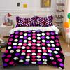3Pcs Hot Pink White Regular Polka Dot Bedding Set,Black Base Classic Check Dot Print Duvet Cover 2 Pillowcases King Queen,Gift