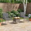 Garden Bistro Set with Cushions 3 Piece Grey Poly Rattan