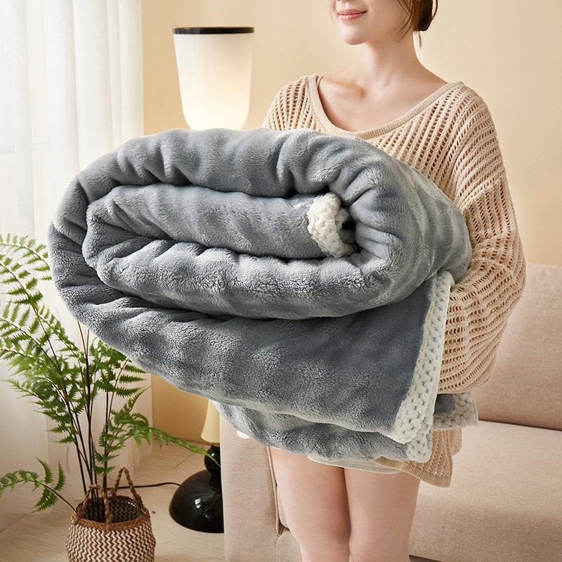 Winter Milk Fluff Blanket Office Sofa Nap Leisure Blanket Solid Color Bubble Fluff Blanket Thickened Warm Cover Blanket