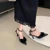 Fashion Baotou High Heels Spring New Pointy Head Shallow Mouth Butterfly Knot Line with Anti-slip Wear-resistant Sandals