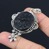 Wedding Gift For Her 925 Silver Natural Black Tourmaline Rough Pendant Flower