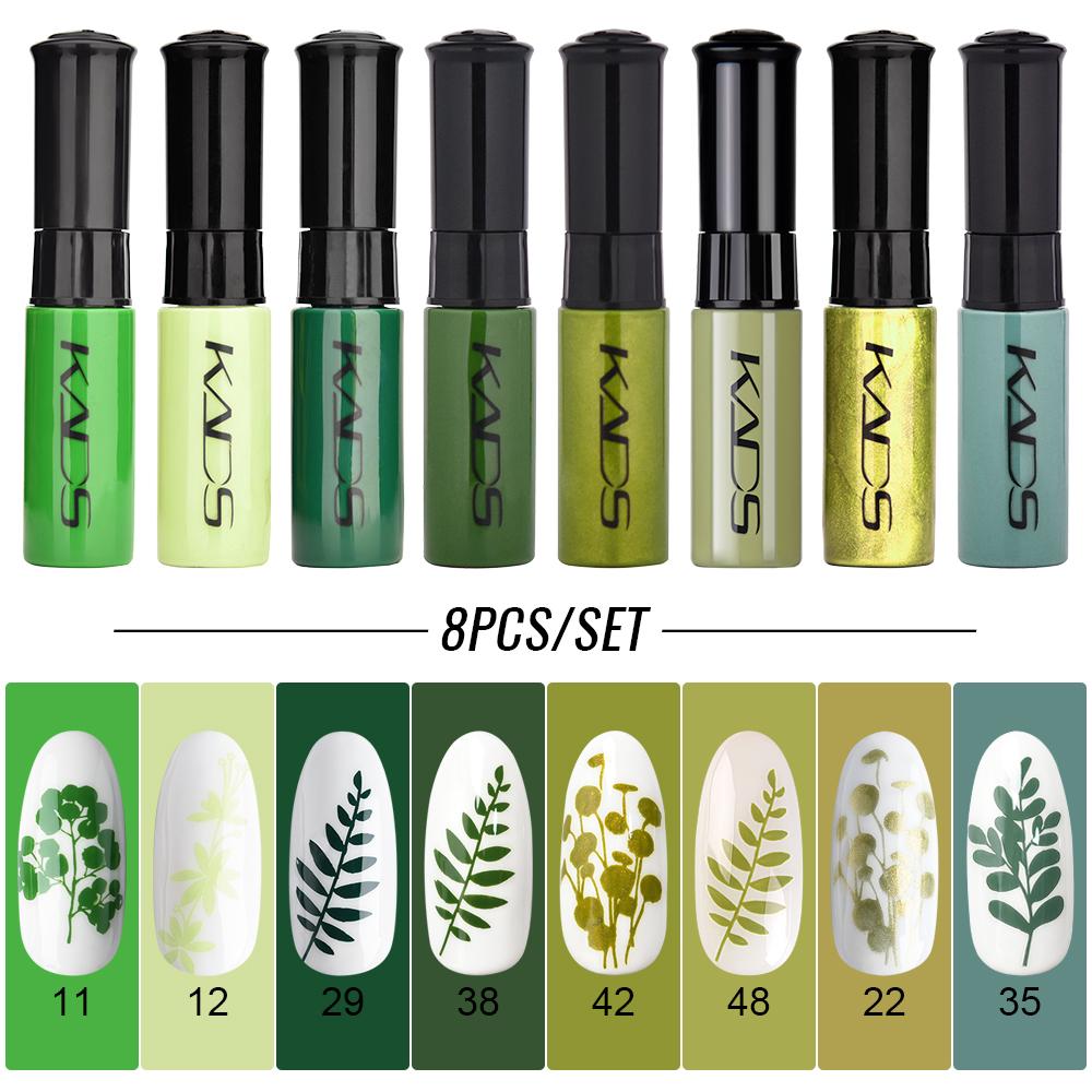 

KADS 8 шт./компл. лак для стемпинга ногтей набор лаков для дизайна ногтей черный, белый цвет полиграфический лак