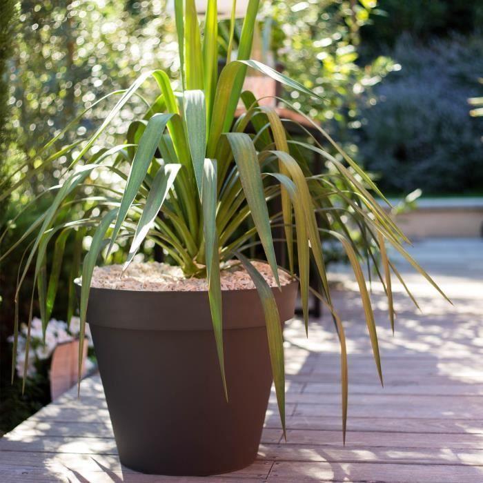 Pot de fleurs Rond - Ø 48 cm - EDA - Toscane - 43 L - Intérieur/Extérieur - Ø 47,5 x H.40 cm - Gris Anthracite