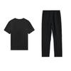 Li Ning Bequemes Einfaches Kurzarm-Pullover Modedesign Leicht Trendig Lange Hose Lässiger Sportanzug Unisex-Anzug Schwarz AHSUB33-1+AYKU703-1