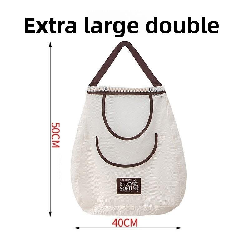 

Подвесная сумка для фруктов и овощей, имбирь, чеснок, кухонная сумка для хранения, влагостойкая подвесная сумка, сетчатая подвесная сумка, настенная полая дышащая сумка для хранения Large double 40*50cm бежевый