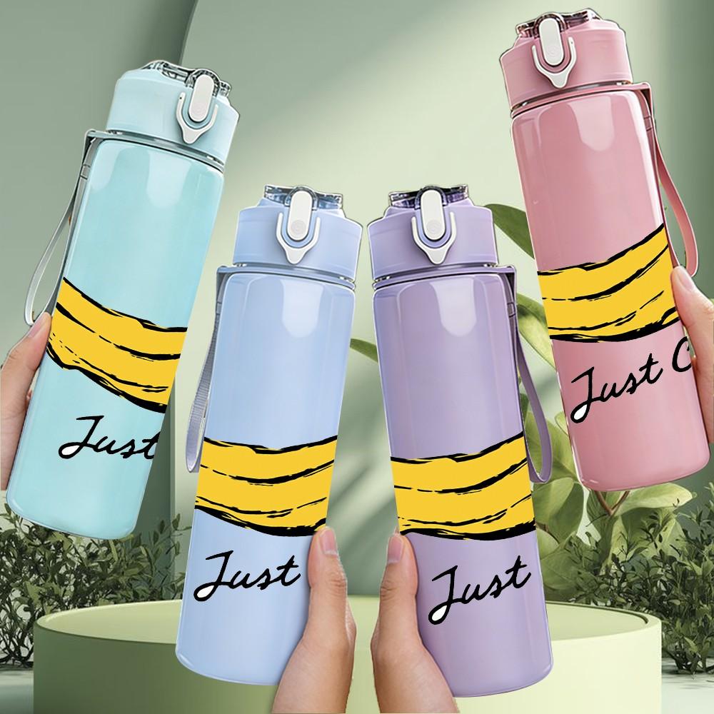 1PC Just Chill Banana Fruit Pattern 750ml Color Plastic Sports Water Bottle Leakproof Flip Straw Lid Suitable for Sports Office Home Use