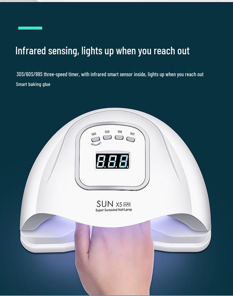 SUNX5MAX 180W Nail Lamp: LED Phototherapy Dryer for Quick Gel Polish Curing