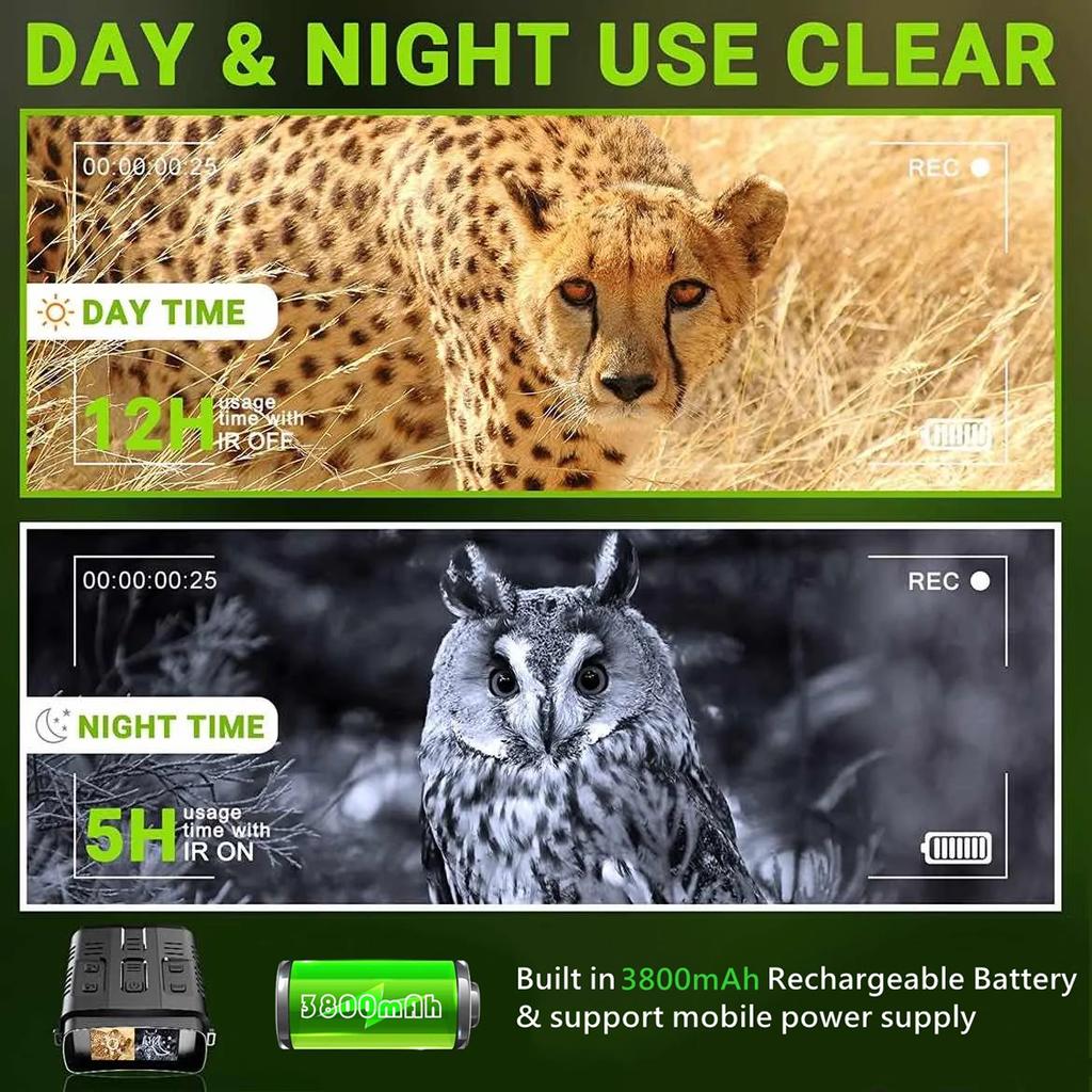 R19 Digital Night Vision Kikkertenhet 1080P HD 3W Infrarød Night Vision Goggles Recorder Full Dark 300m For Jakt Camping
