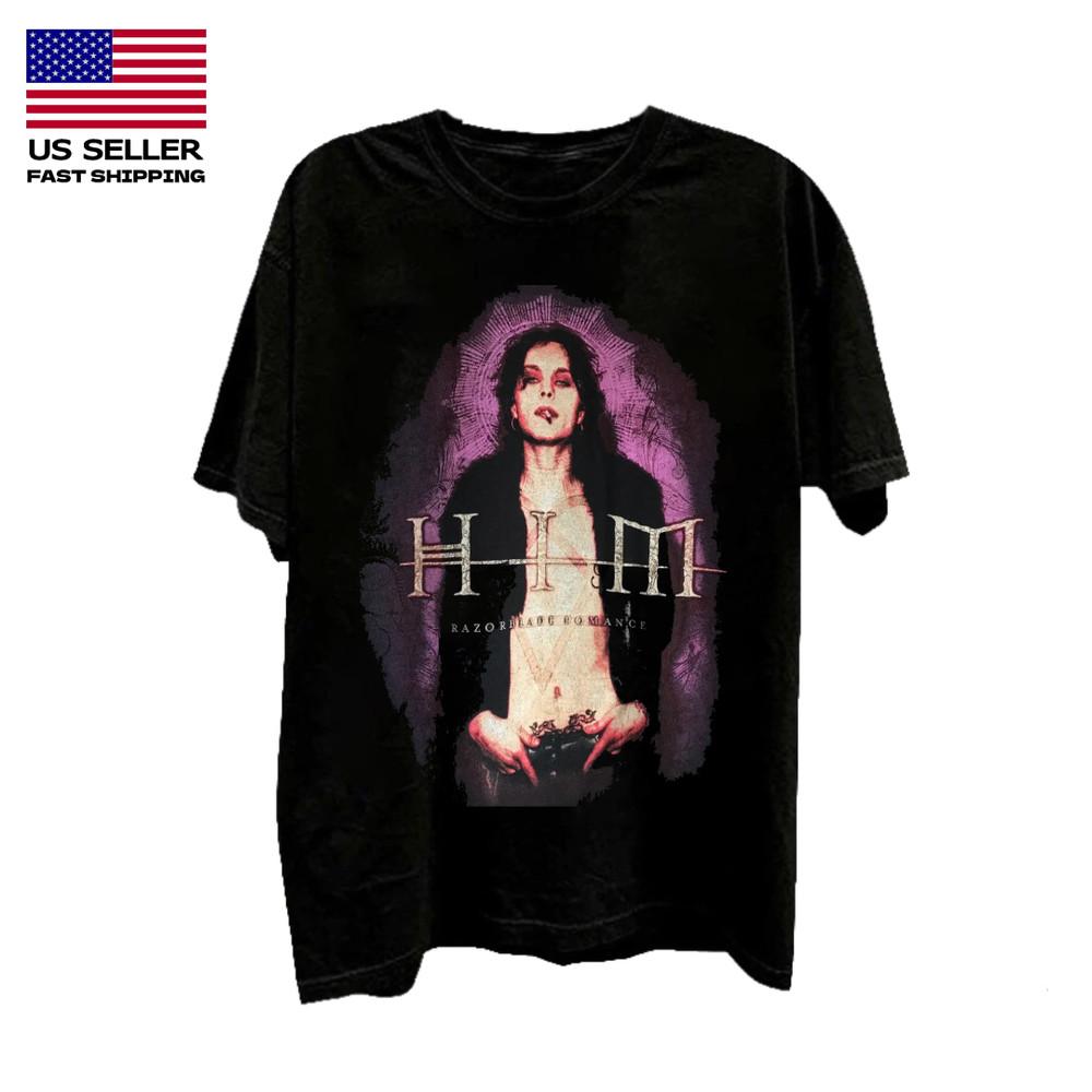 Винтажная футболка группы HIM Razorblade Romance Унисекс Размеры до 5XL EL075 Унисекс Футболка XXXXL