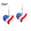 American Flag Earrings USA for Women, Patriotic Red White Blue Earrings, Independence Day Dangle Drop 4th of July Gift Statement