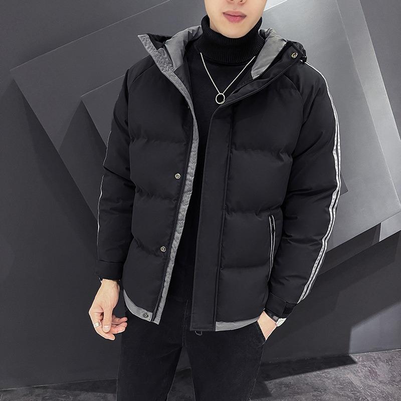 Padded Jacket Men s Winter Velvet Thickened Warm Padded Jacket Casual Cold-proof Men s Hooded Feather Cotton-padded Clothing Winter Clothing M