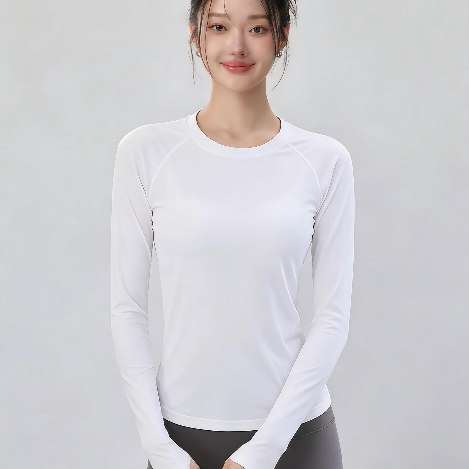 

Women s Seamless White Long-Sleeve Slimming Fitness Top - Ideal for Yoga and Running L белый