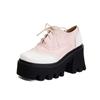 British Style Lace-up Student  Shoes Color Matching Platform Single Shoes