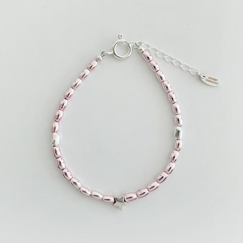 August Harmony 925silver Mirror Powder Beads Bracelet / 5color