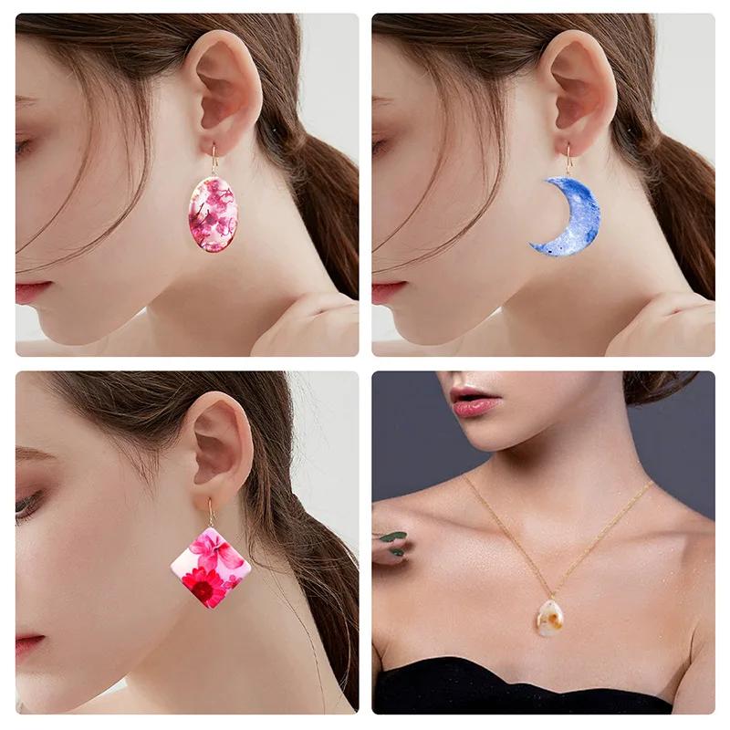 3D Patch Epoxy Resin Silicone Mold Geometry Heart Moon Earring Pendant Mould DIY Epoxy Resin Jewelry Craft Casting Silicone Mold