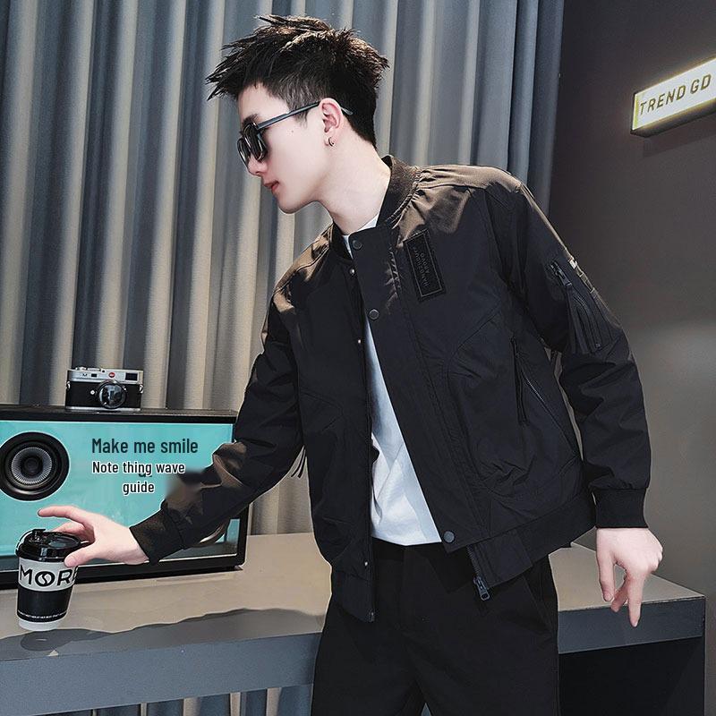 Pánská trendy bunda s baseballovým límcem: Vysoce kvalitní pilotní bunda ve street stylu pro jaro a podzim 2025