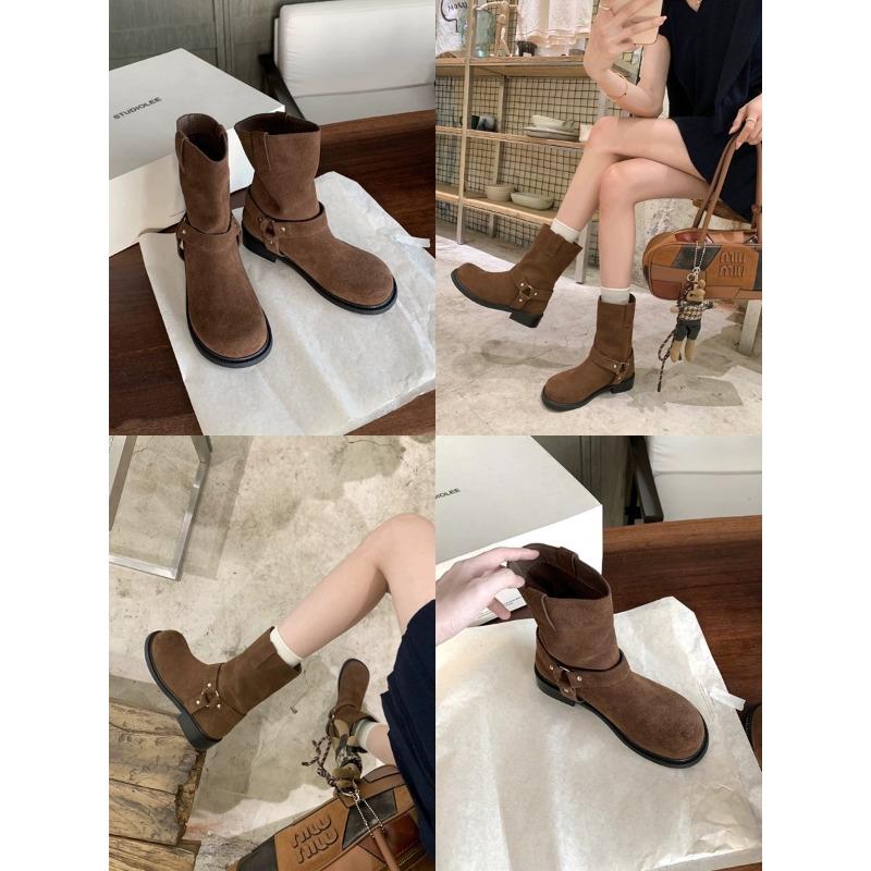 

New thin autumn and winter black retro western cowboy boots women s platform short Martin boots women s boots 35