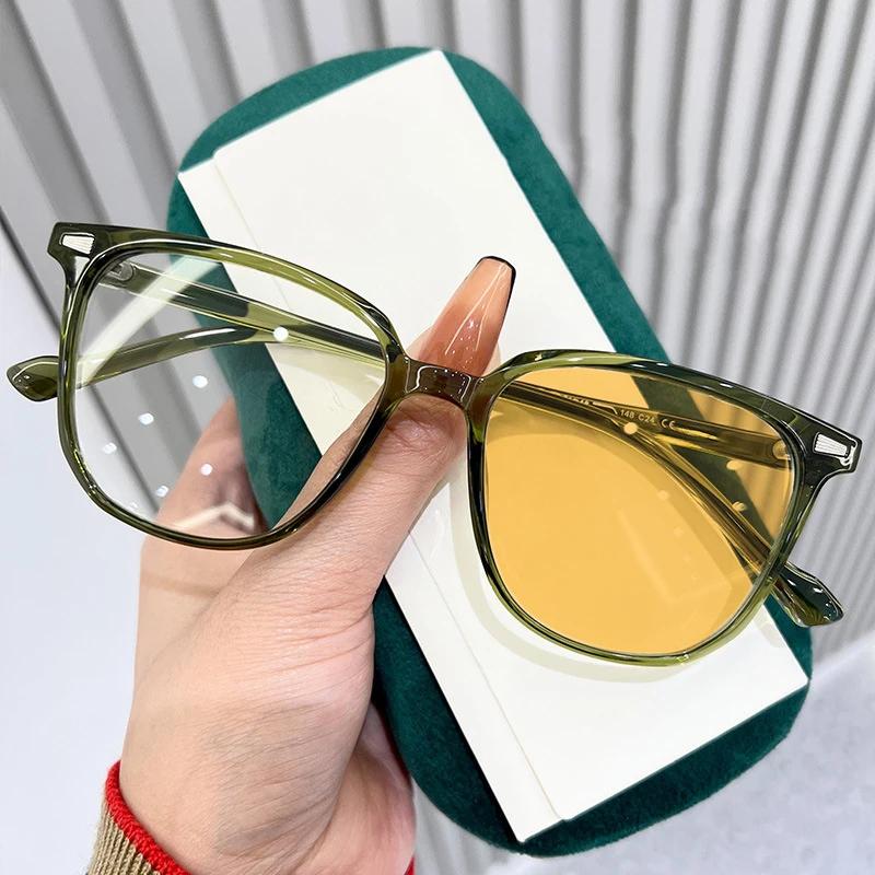 Ultralekkie Fotochromowe Okulary Przeciwsłoneczne Duże Modne Anty-niebieskie Okulary Korekcyjne Męskie Damskie Do Dalekowzroczności Dioptrie 0 Do -4.0