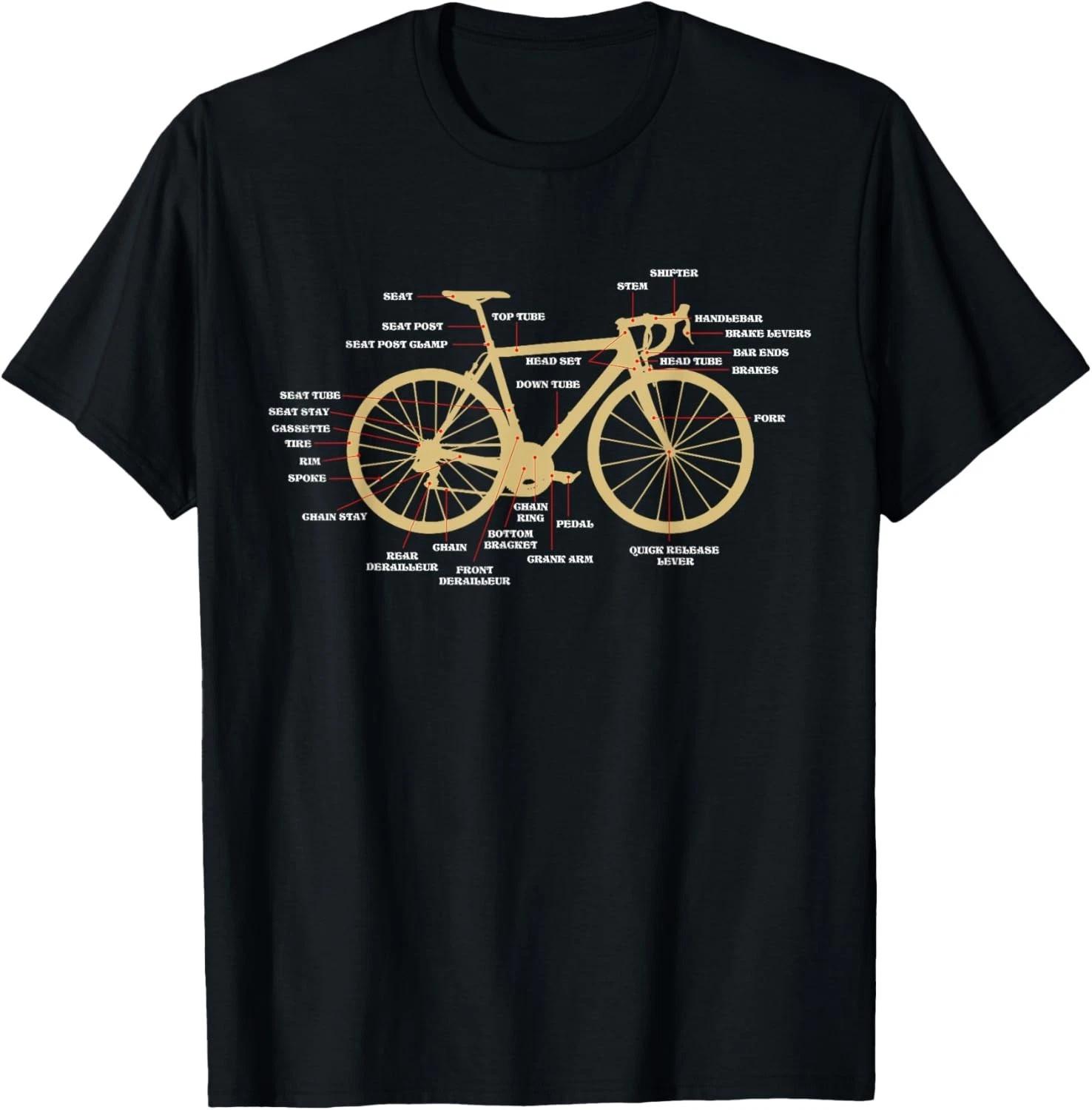 Bicycle Cycling Anatomy Road Bike Parts Biking Cyclist Gift Unisex T-Shirt S