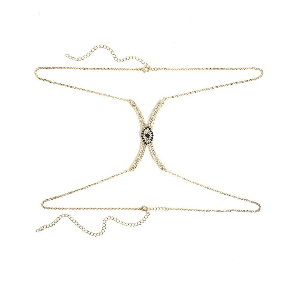 Demon Eye Chest Support Body Chain Rhinestone Breast Chain Hip Hop Bra Chest Chain Girls